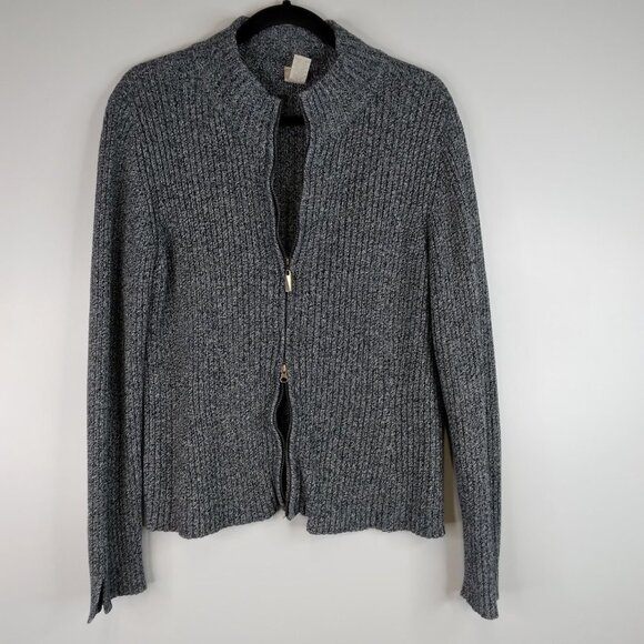 J.Jill  100% Cotton Zip Up Gray Sweater Size M - Picture 3 of 11